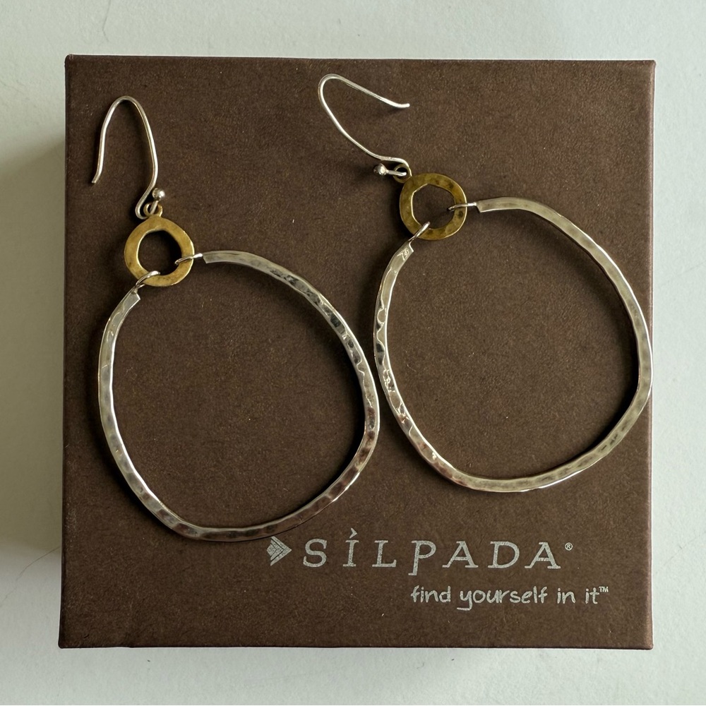 Silpada .925 Stirling Silver and Brass Hoop Earrings